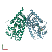 PDB entry 2vst coloured by chain, front view.