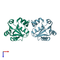 PDB entry 2vsw coloured by chain, top view.