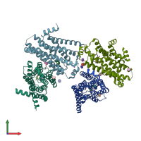 PDB 2vt4 coloured by chain and viewed from the front.