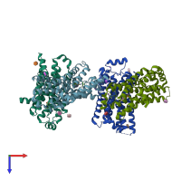 PDB entry 2vt4 coloured by chain, top view.