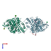 PDB entry 2vt6 coloured by chain, top view.