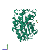 PDB entry 2vta coloured by chain, side view.