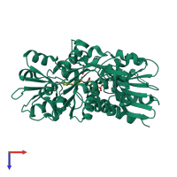 PDB entry 2vtd coloured by chain, top view.