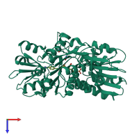 PDB entry 2vte coloured by chain, top view.