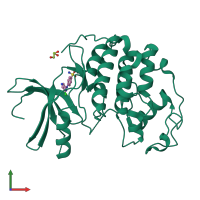 PDB entry 2vtj coloured by chain, front view.