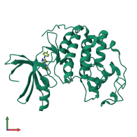 PDB entry 2vtn coloured by chain, front view.