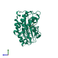 PDB entry 2vtq coloured by chain, side view.