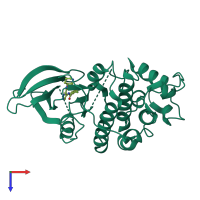 PDB entry 2vtt coloured by chain, top view.