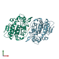 PDB entry 2vtv coloured by chain, front view.