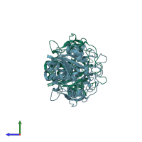 PDB entry 2vtv coloured by chain, side view.