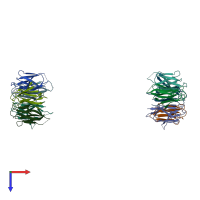PDB entry 2vtx coloured by chain, top view.
