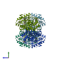 PDB entry 2vtz coloured by chain, side view.