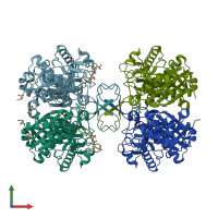 PDB entry 2vu0 coloured by chain, front view.