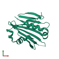 PDB entry 2vu4 coloured by chain, front view.
