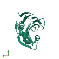 PDB entry 2vu4 coloured by chain, side view.