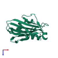 PDB entry 2vu4 coloured by chain, top view.