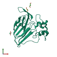 PDB entry 2vu6 coloured by chain, front view.