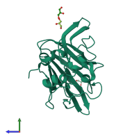 PDB entry 2vu6 coloured by chain, side view.