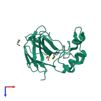 PDB entry 2vu6 coloured by chain, top view.