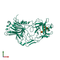 PDB entry 2vu9 coloured by chain, front view.