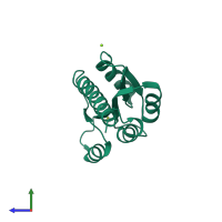 PDB entry 2vui coloured by chain, side view.