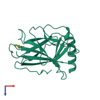 Monomeric assembly 2 of PDB entry 2vuk coloured by chemically distinct molecules, top view.