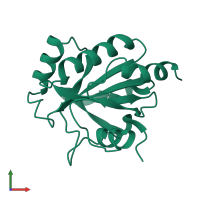 PDB entry 2vup coloured by chain, front view.