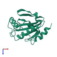 PDB entry 2vup coloured by chain, top view.