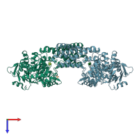 PDB entry 2vur coloured by chain, top view.