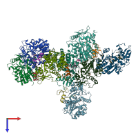 PDB entry 2vus coloured by chain, top view.