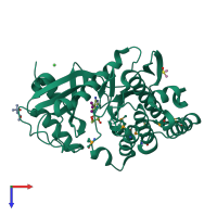 PDB entry 2vuw coloured by chain, top view.