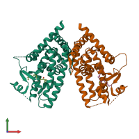 PDB entry 2vv4 coloured by chain, front view.