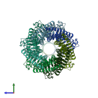 PDB entry 2vv5 coloured by chain, side view.