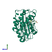 PDB entry 2vv9 coloured by chain, side view.