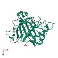 PDB entry 2vva coloured by chain, top view.