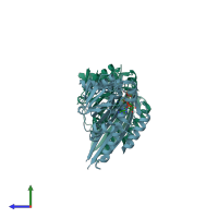PDB entry 2vvg coloured by chain, side view.