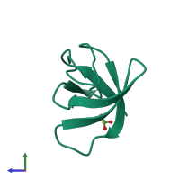 PDB entry 2vvk coloured by chain, side view.