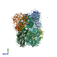 PDB entry 2vvl coloured by chain, side view.