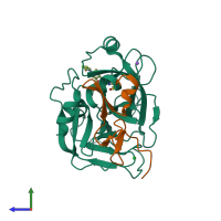 PDB entry 2vvv coloured by chain, side view.