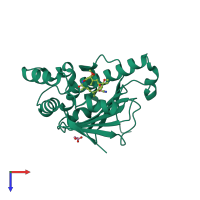 PDB entry 2vwc coloured by chain, top view.