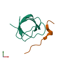 PDB entry 2vwf coloured by chain, front view.