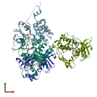 PDB entry 2vwi coloured by chain, front view.