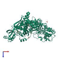 PDB entry 2vwk coloured by chain, top view.