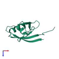 PDB entry 2vwr coloured by chain, top view.