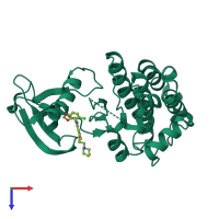 PDB entry 2vwu coloured by chain, top view.