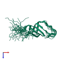 PDB entry 2vxe coloured by chain, ensemble of 24 models, top view.