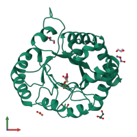 PDB entry 2vxn coloured by chain, front view.