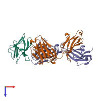 PDB entry 2vxq coloured by chain, top view.