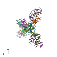 PDB entry 2vxs coloured by chain, side view.