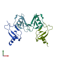 PDB entry 2vxw coloured by chain, front view.